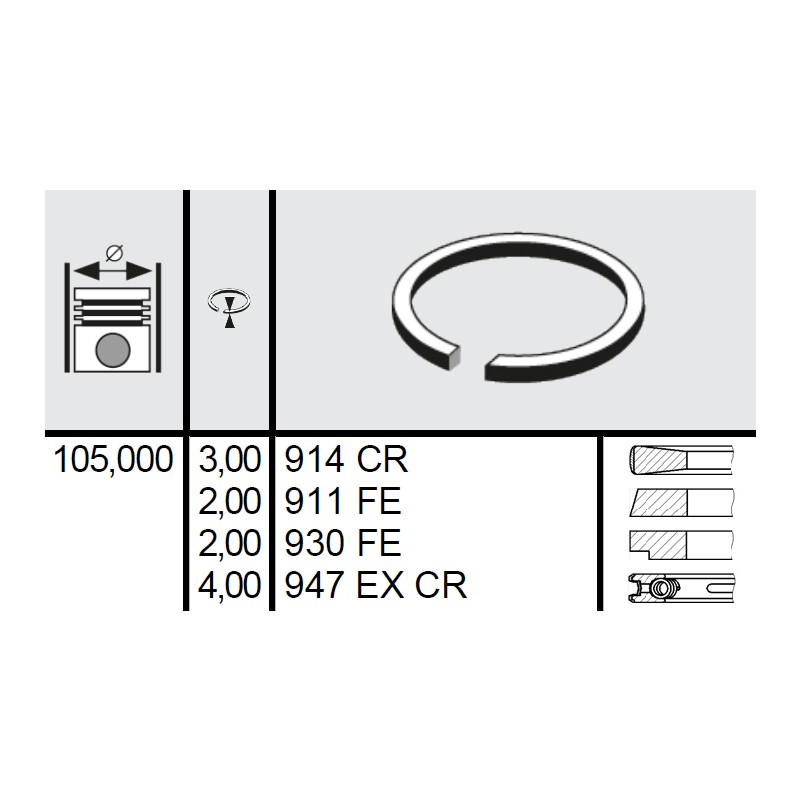 120 032 0002 00 - Set segmenti STD Ø105 3x2x2x4 mm Fendt F158200310020